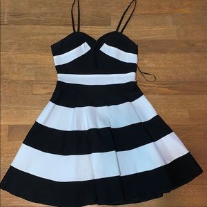 Black and white striped dress